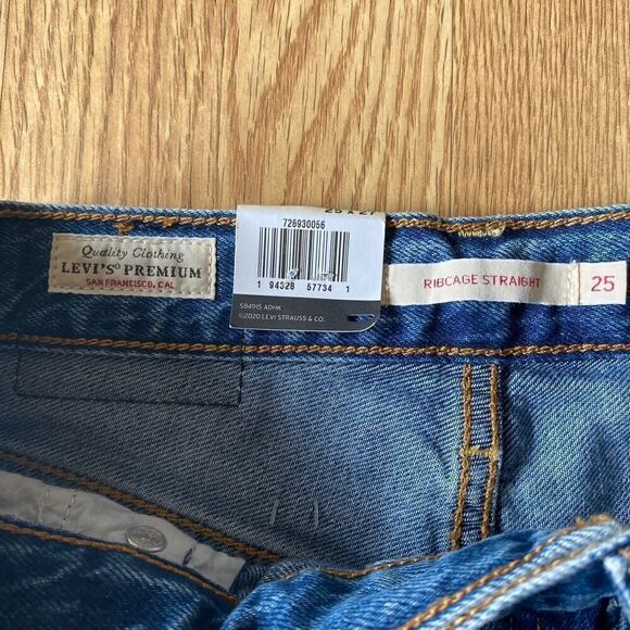 Levi's Ribcage Straight Ankle Jeans Blue 25x27 - Picture 5 of 12